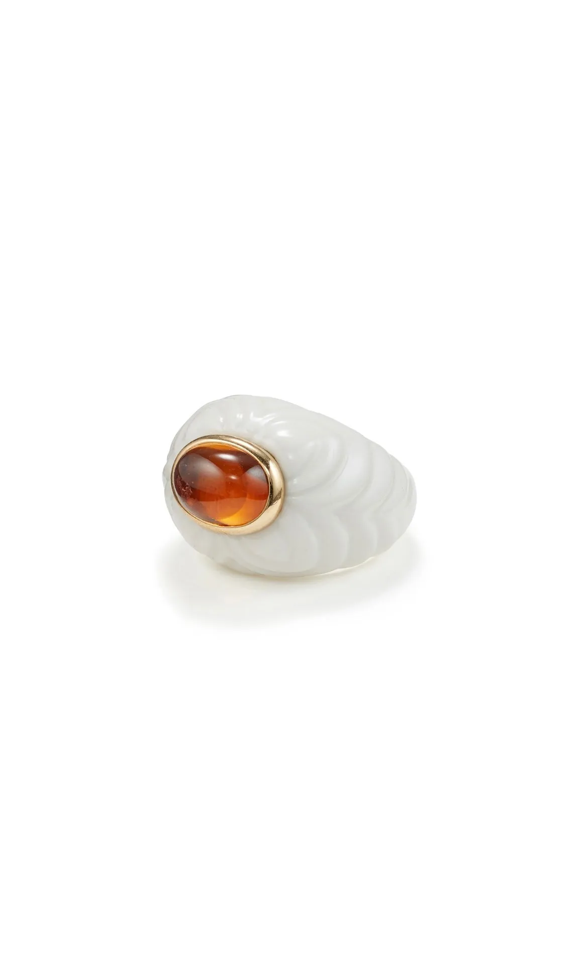 Bulgari Chandra Porcelain Citrine Gold Ring