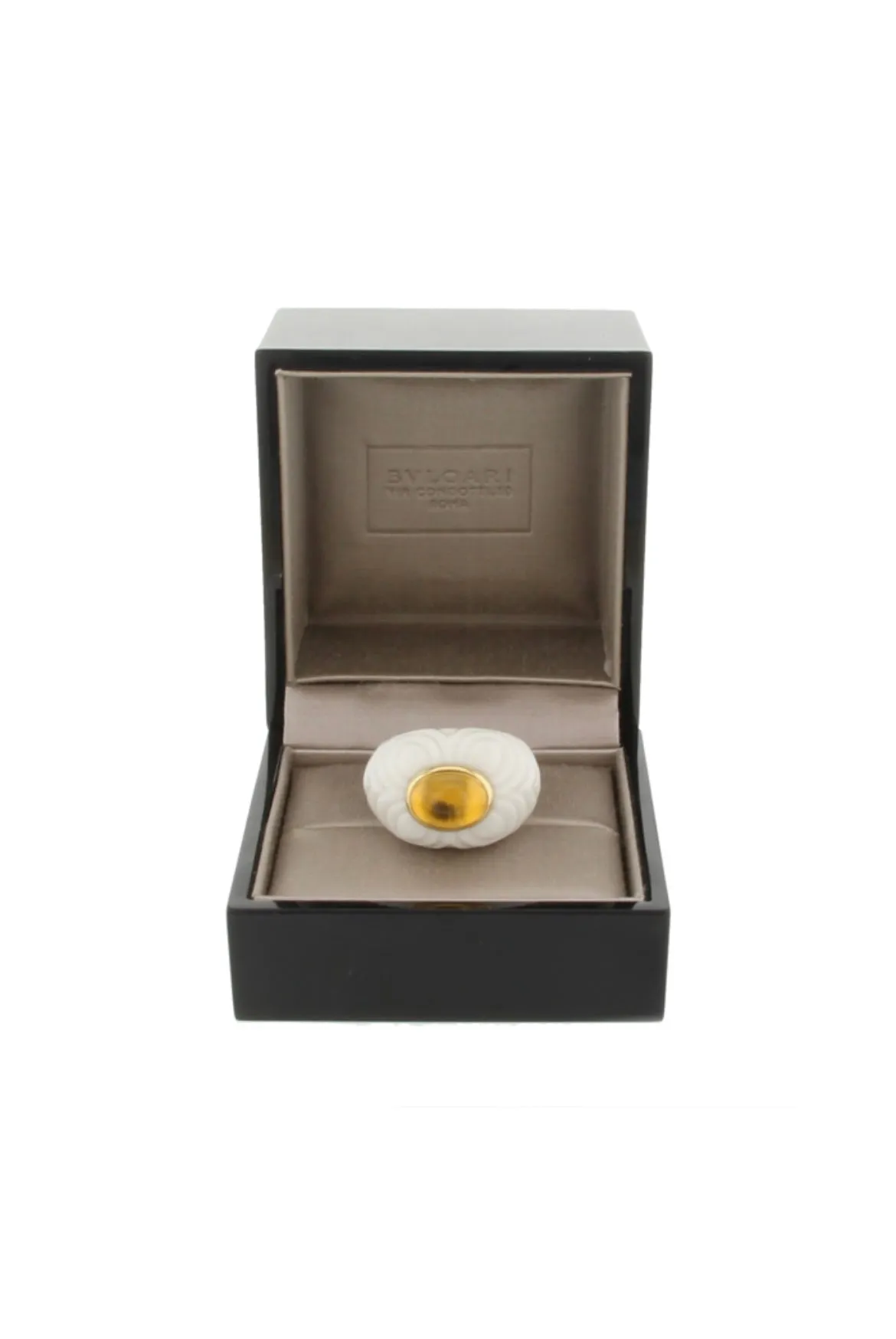 Bulgari Chandra Porcelain Citrine Gold Ring