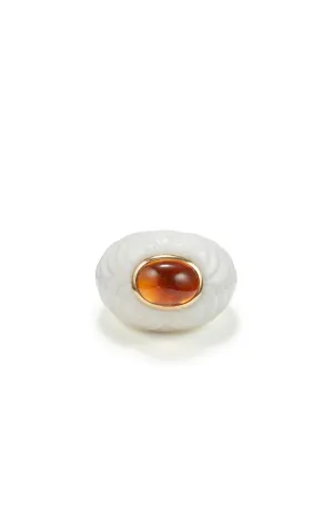 Bulgari Chandra Porcelain Citrine Gold Ring