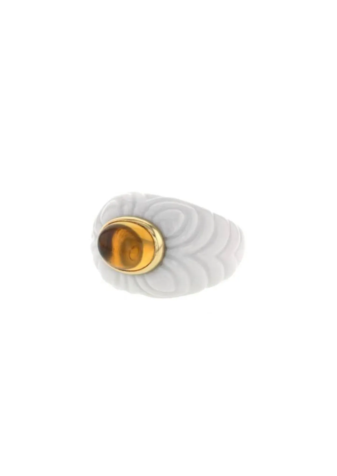 Bulgari Chandra Porcelain Citrine Gold Ring