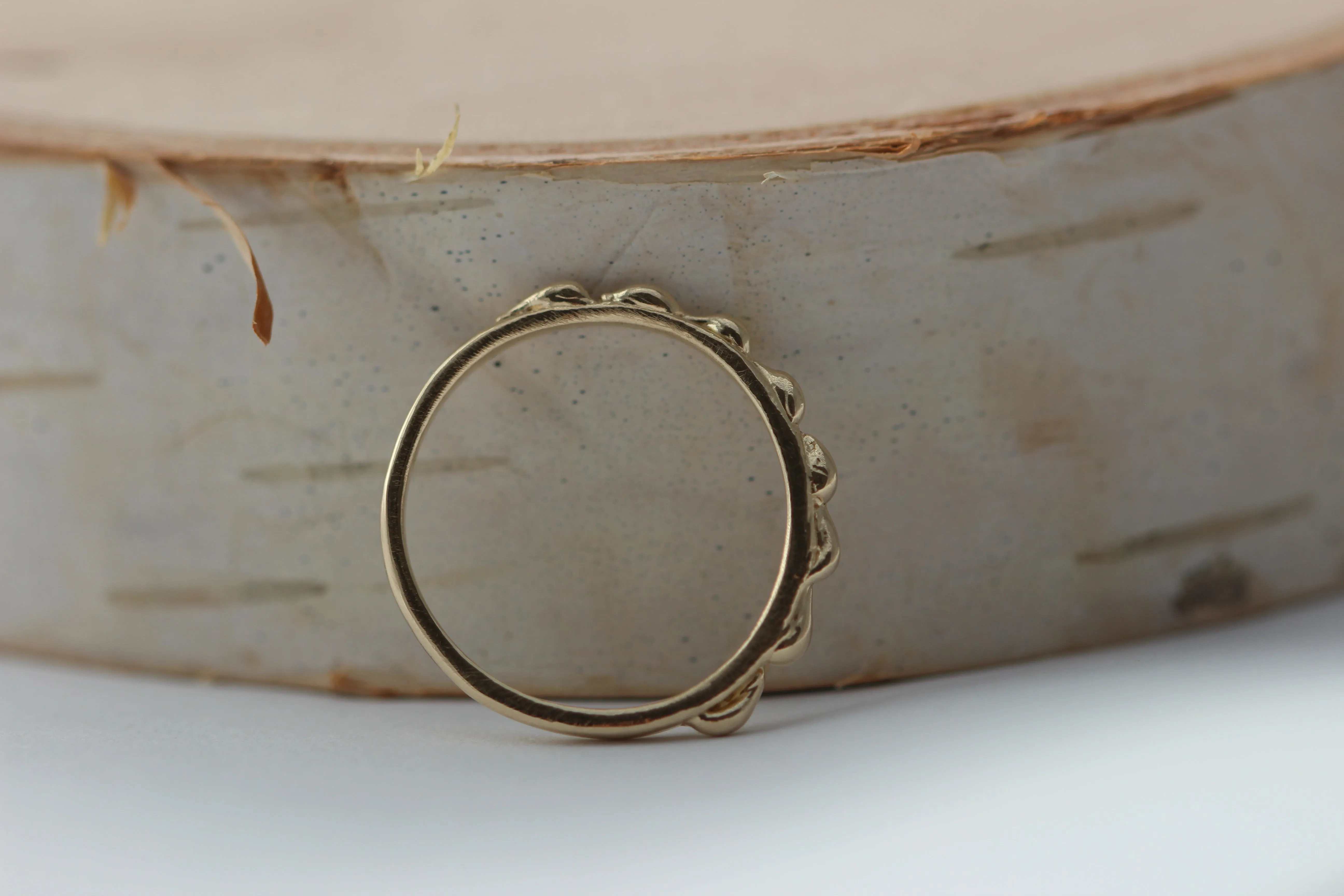 Bumpy 14k Yellow Gold Ring – Unique Textured Stackable Band