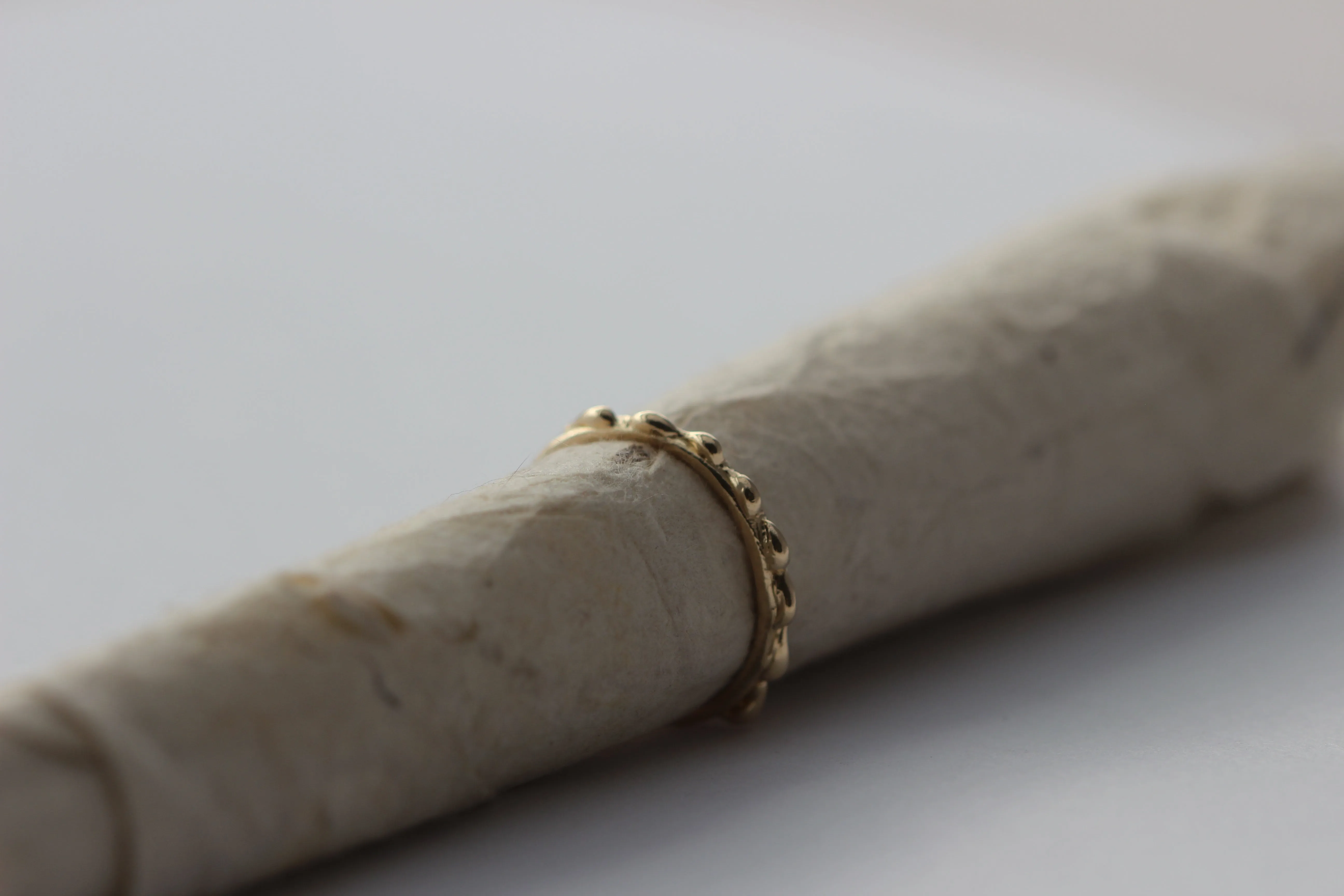 Bumpy 14k Yellow Gold Ring – Unique Textured Stackable Band