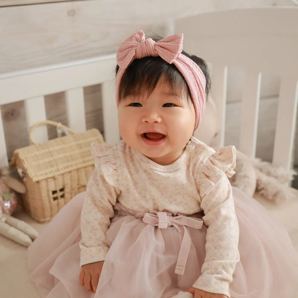 Cable Bow Headband - Baby Pink