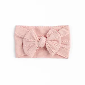 Cable Bow Headband - Baby Pink