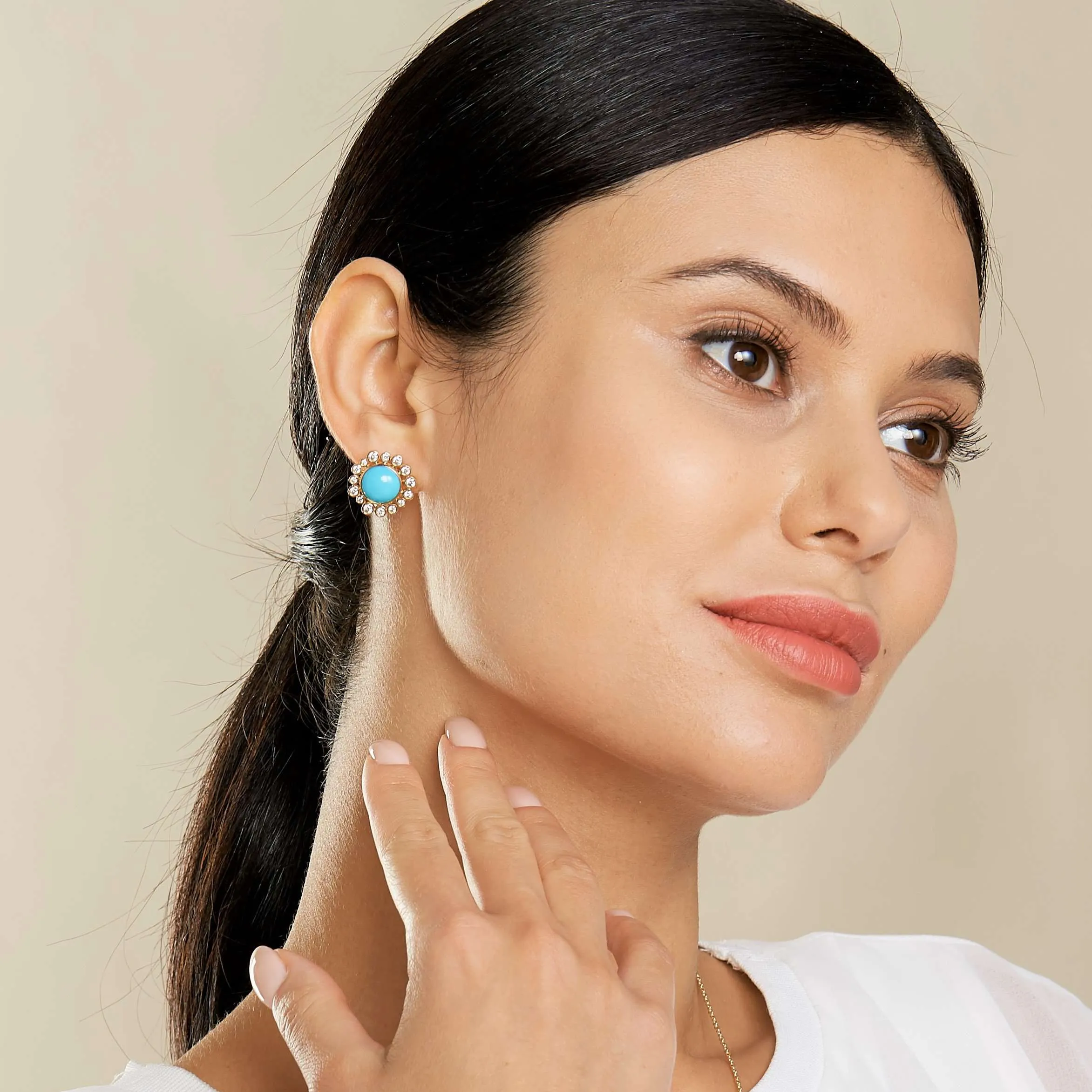 Cabochon Diamond Cluster Earrings