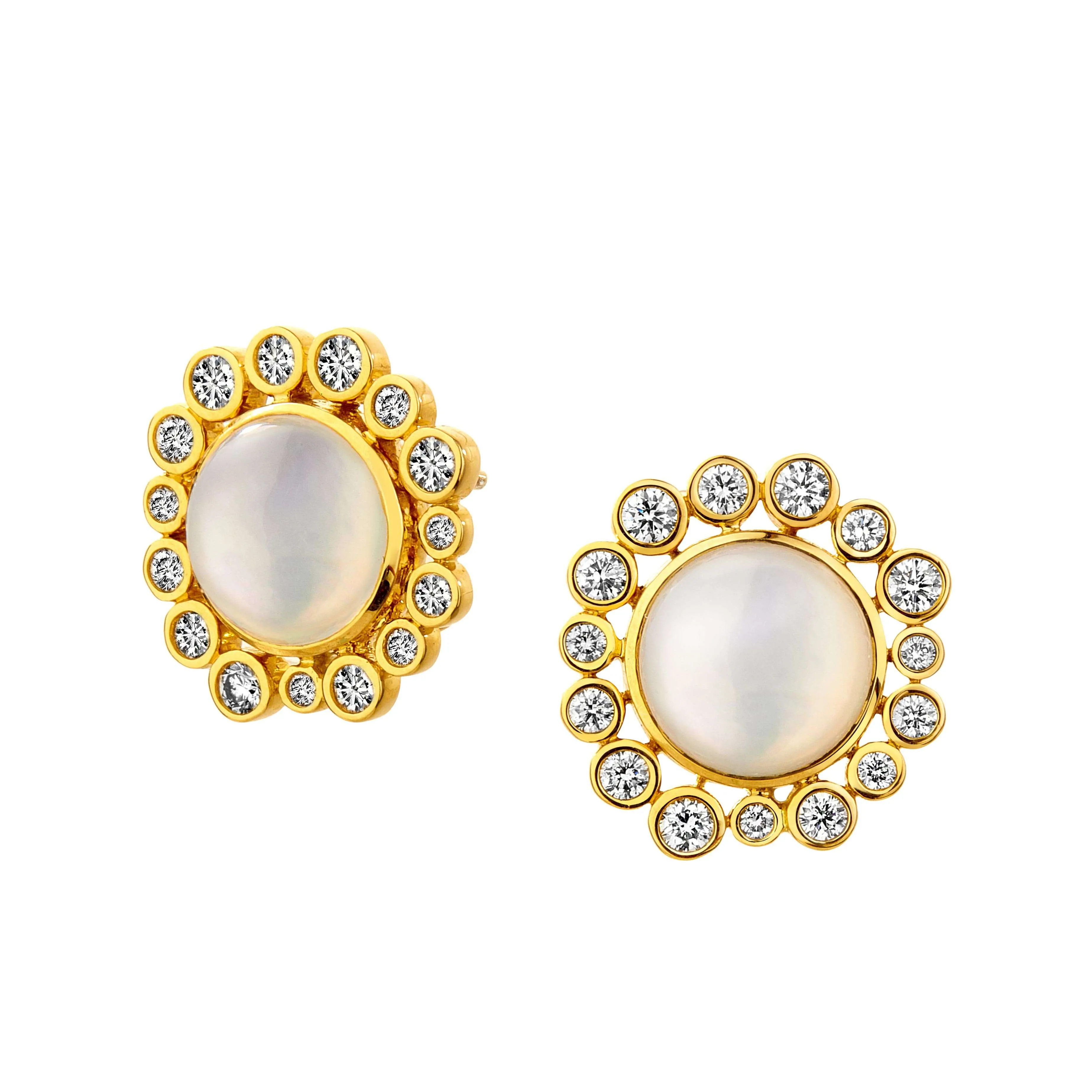 Cabochon Diamond Cluster Earrings