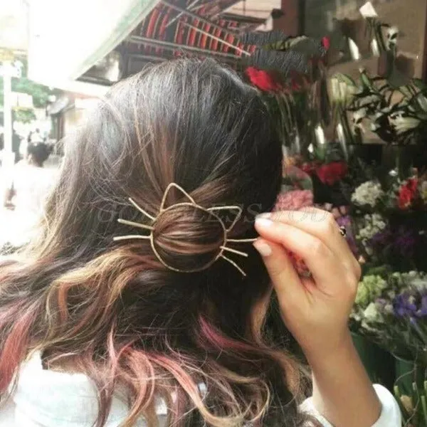 Cat Hairpin Brooch Stick