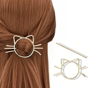 Cat Hairpin Brooch Stick