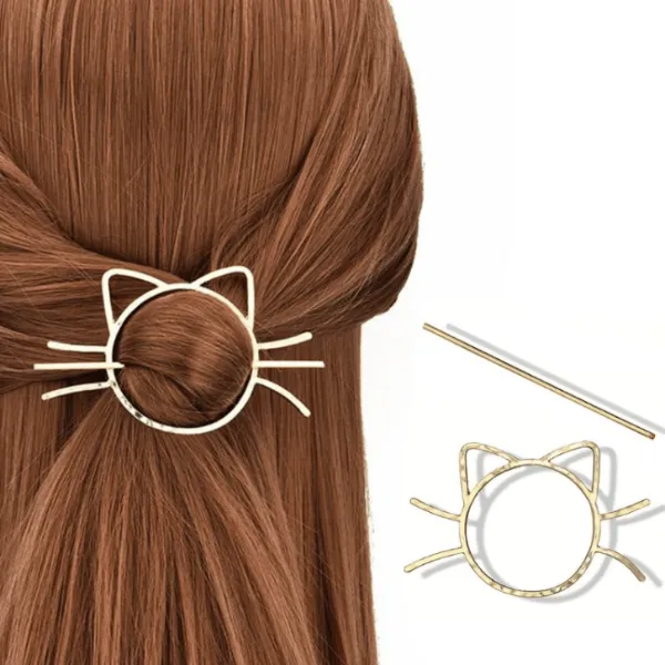 Cat Hairpin Brooch Stick