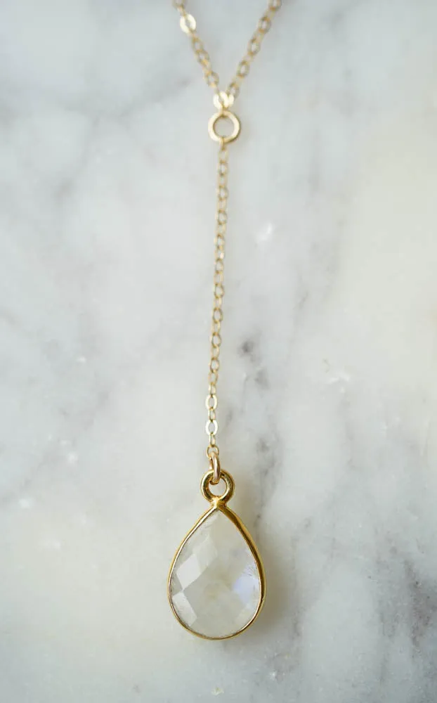 CELESTE Moonstone Y Necklace