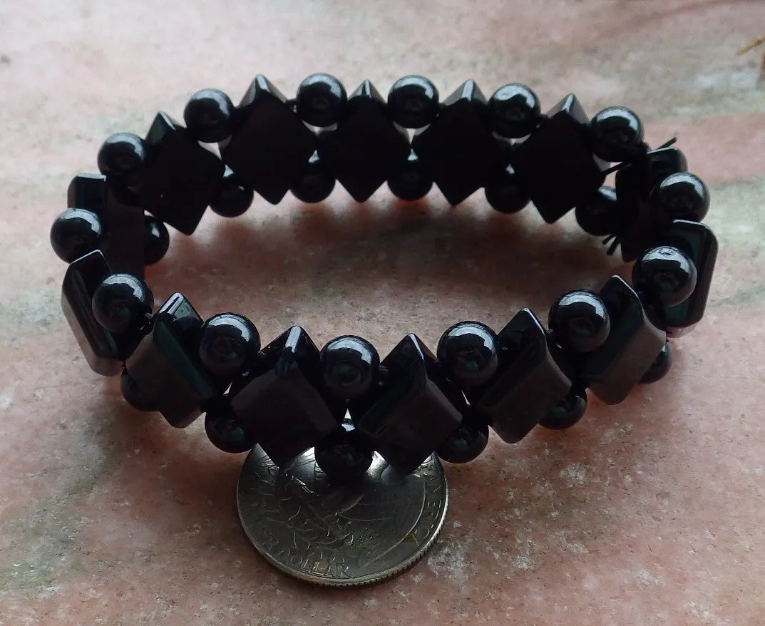 Certified Hand Carved Black Green 100% Natural Myanmar Burma A Jade Jadeite Beads Bracelet 20mm ( It can Adjust from 7-8 Inchs )