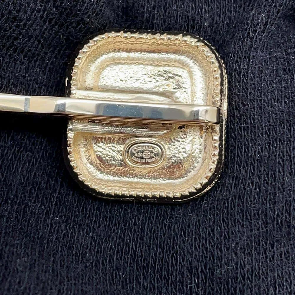 CHANEL CC Logo Rhinestone Hairpin Champagne Gold/Pink Metal Rhinestone