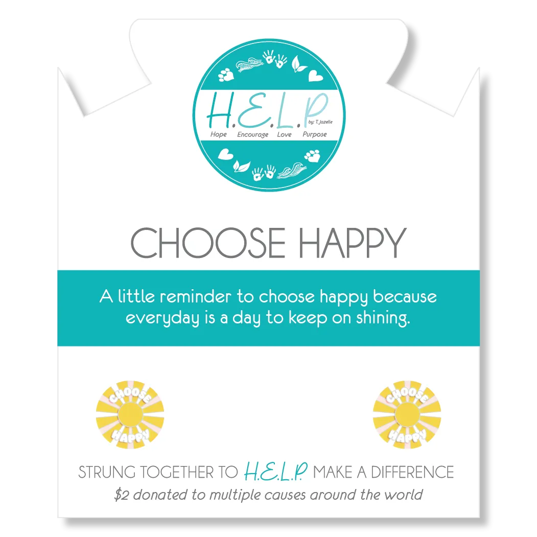 Choose Happy Charm with Blue and White Jade Charity Bracelet