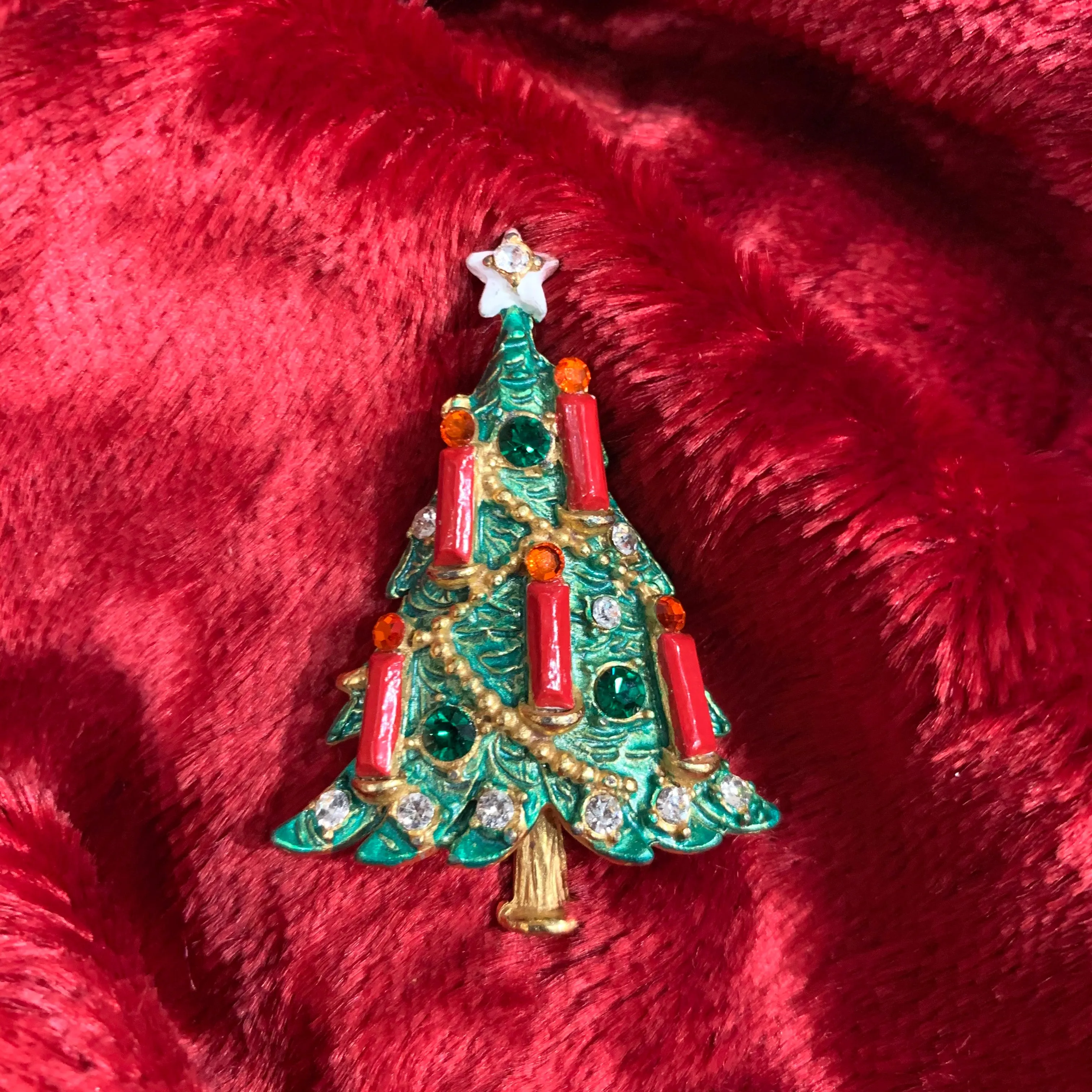 Christmas Tree brooch with candles by Butler and Wilson