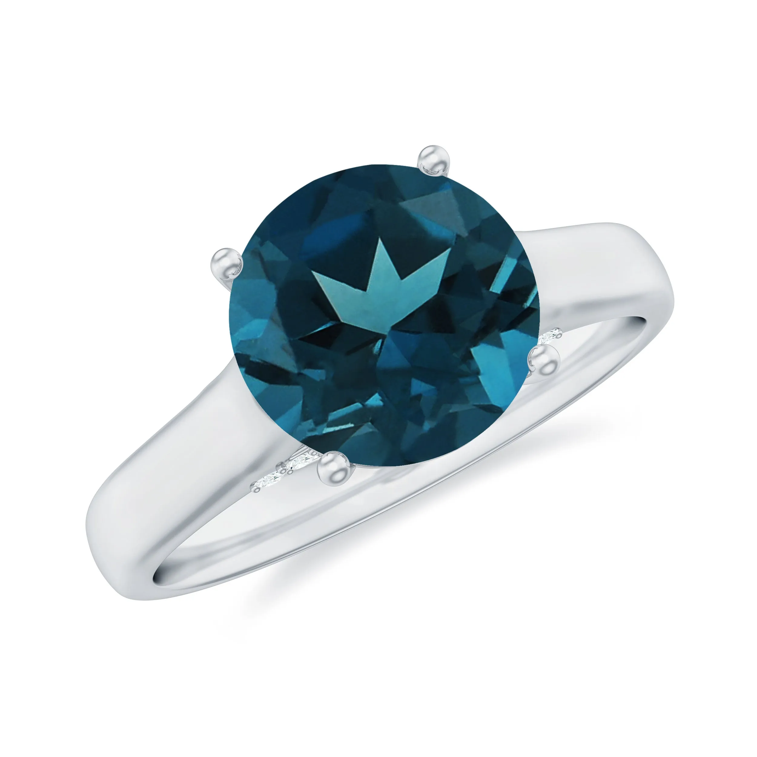 Classic Round London Blue Topaz Solitaire Ring