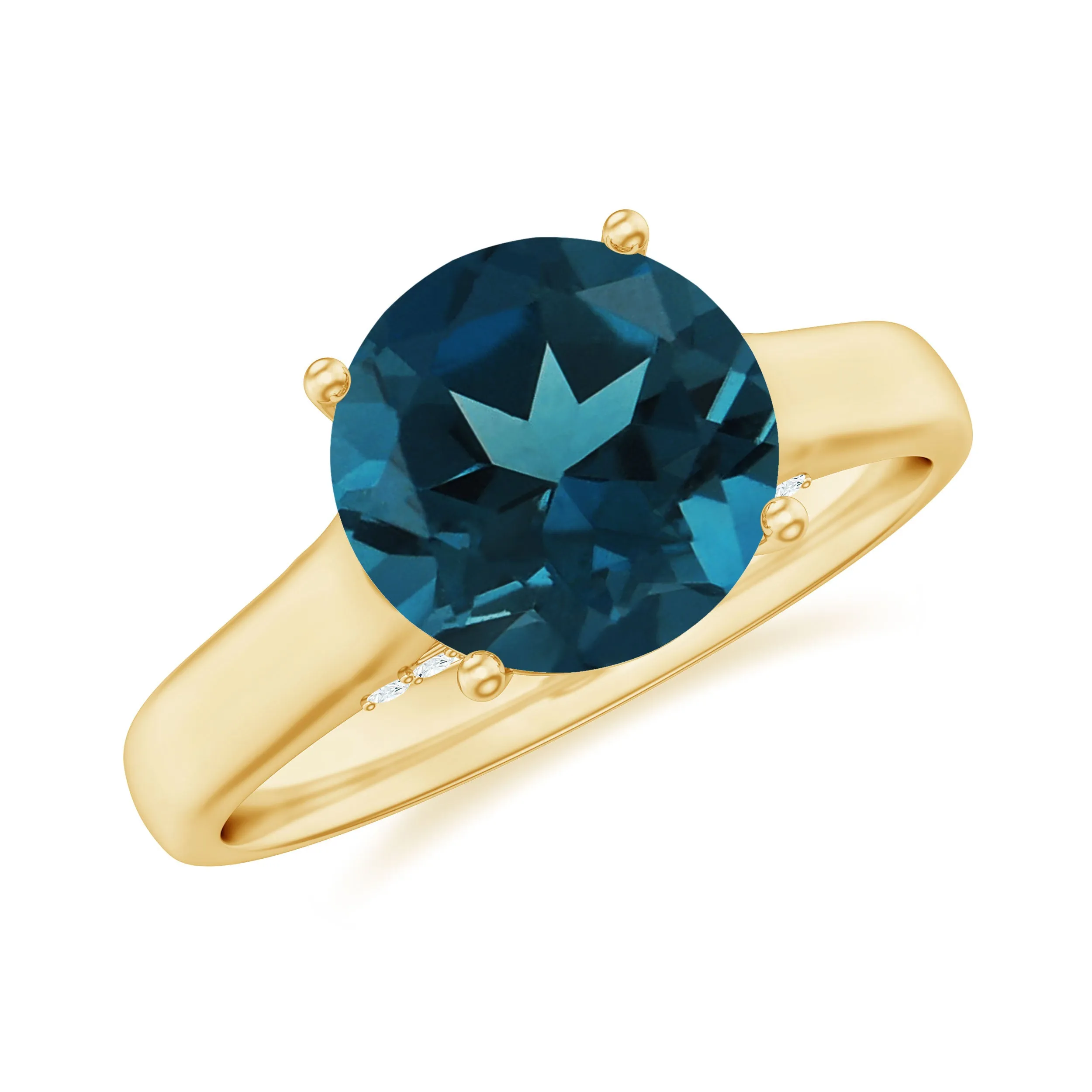 Classic Round London Blue Topaz Solitaire Ring