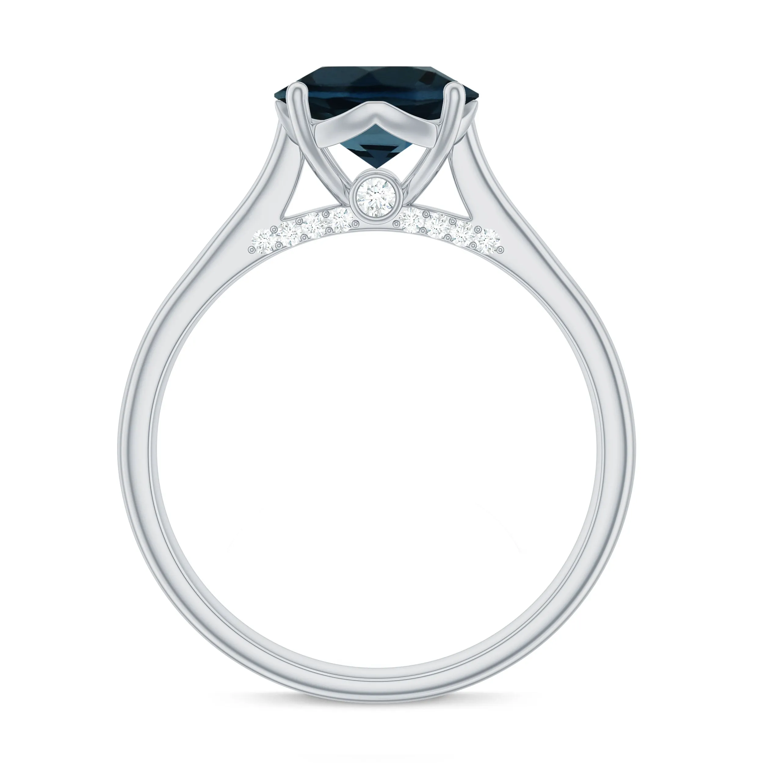 Classic Round London Blue Topaz Solitaire Ring