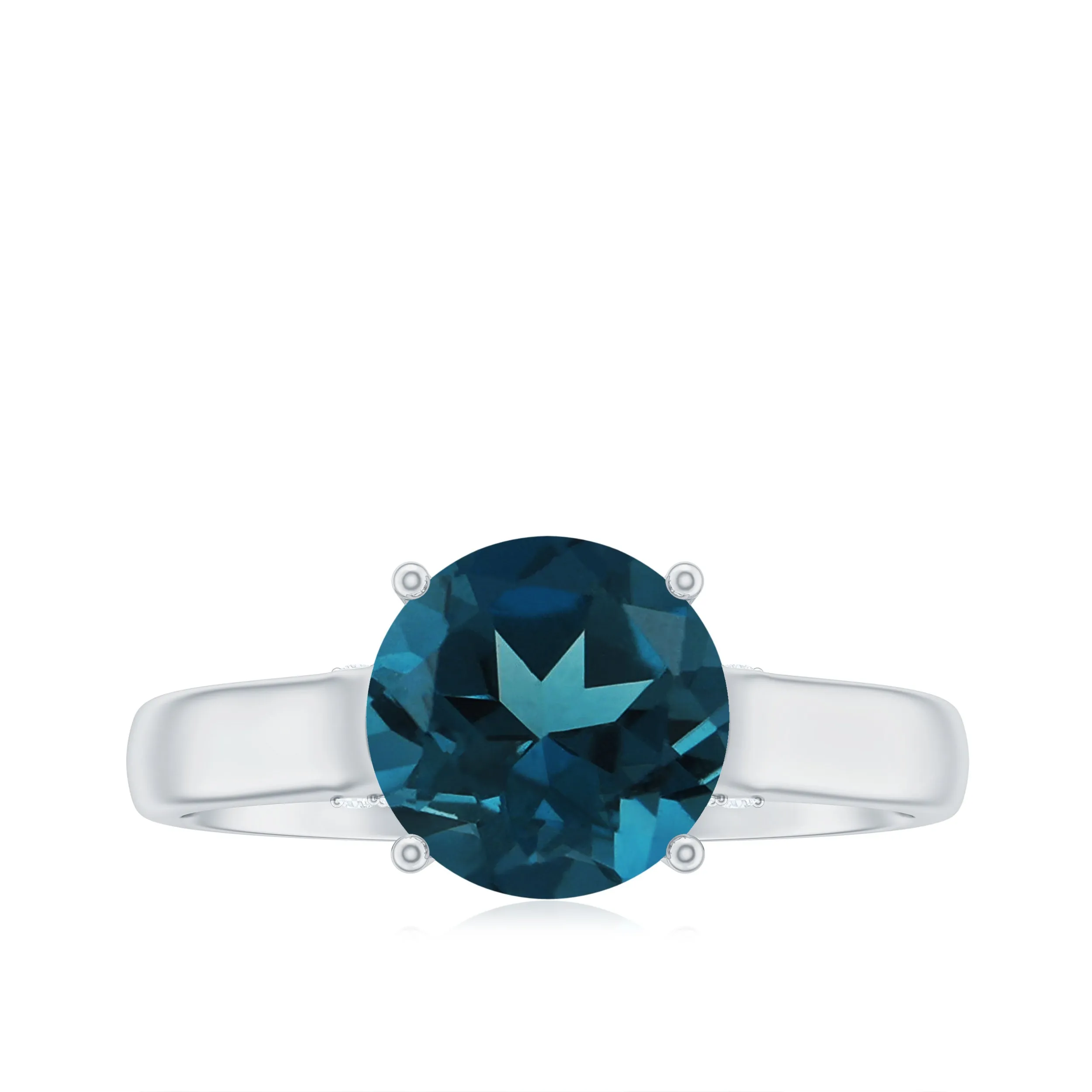 Classic Round London Blue Topaz Solitaire Ring