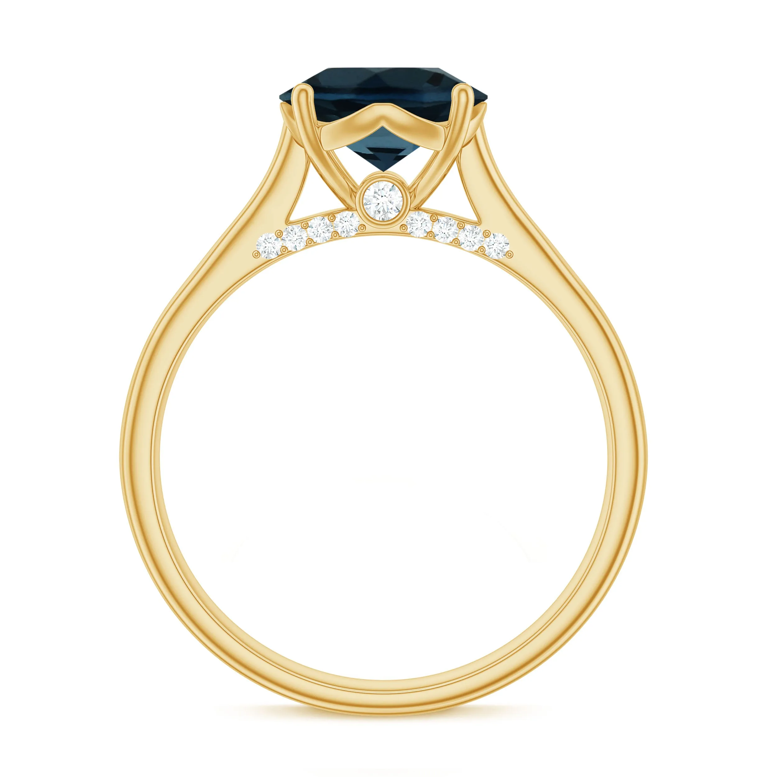 Classic Round London Blue Topaz Solitaire Ring