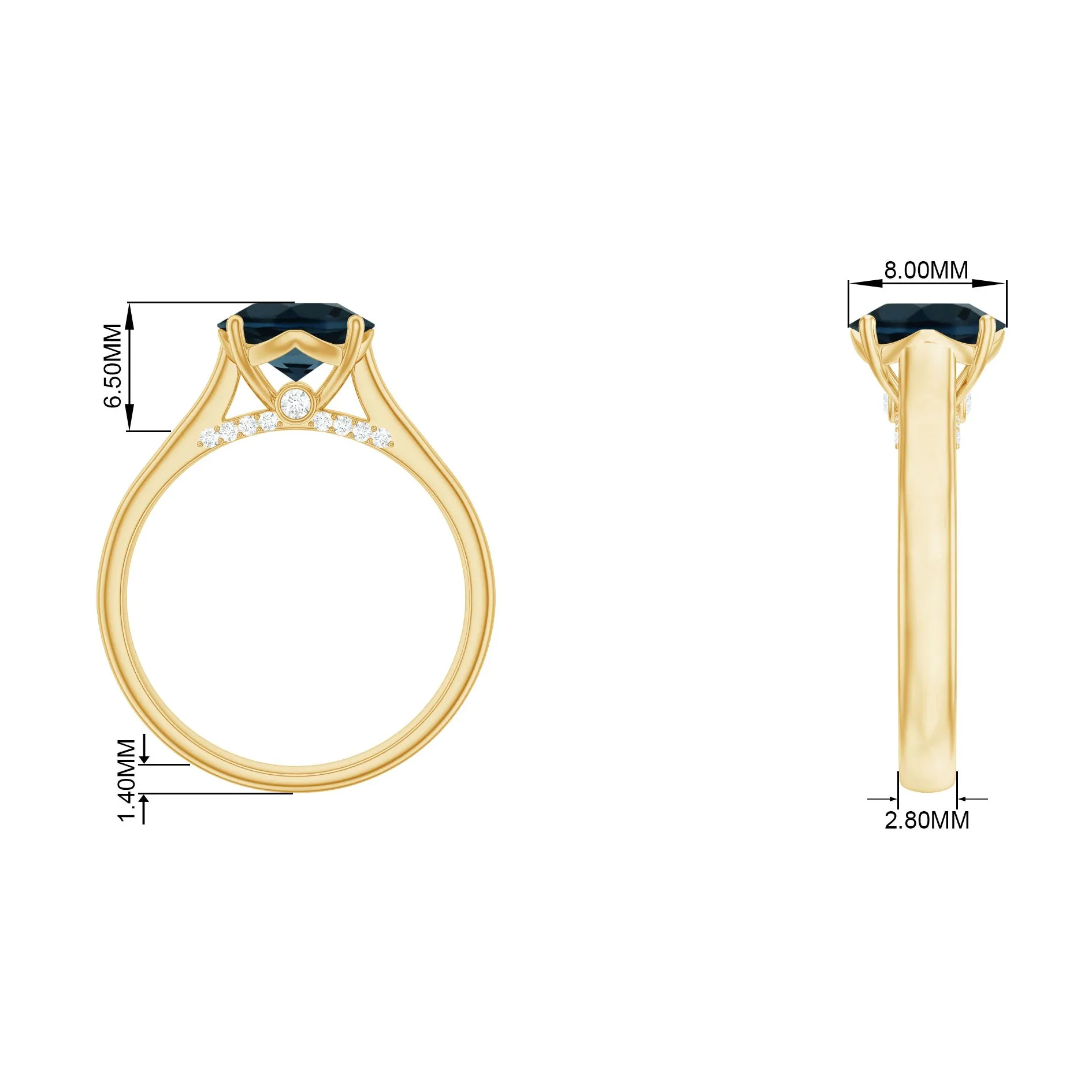 Classic Round London Blue Topaz Solitaire Ring