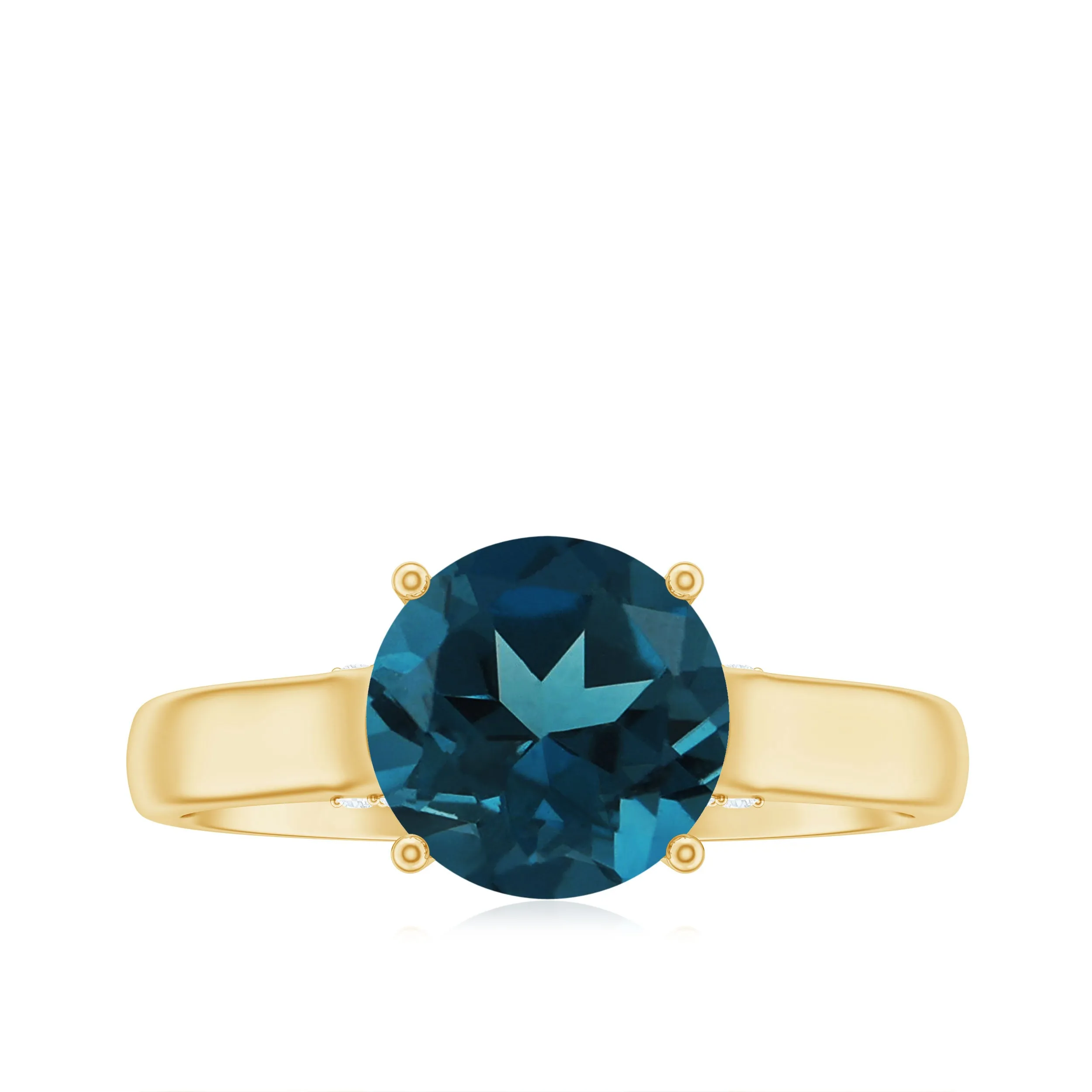 Classic Round London Blue Topaz Solitaire Ring