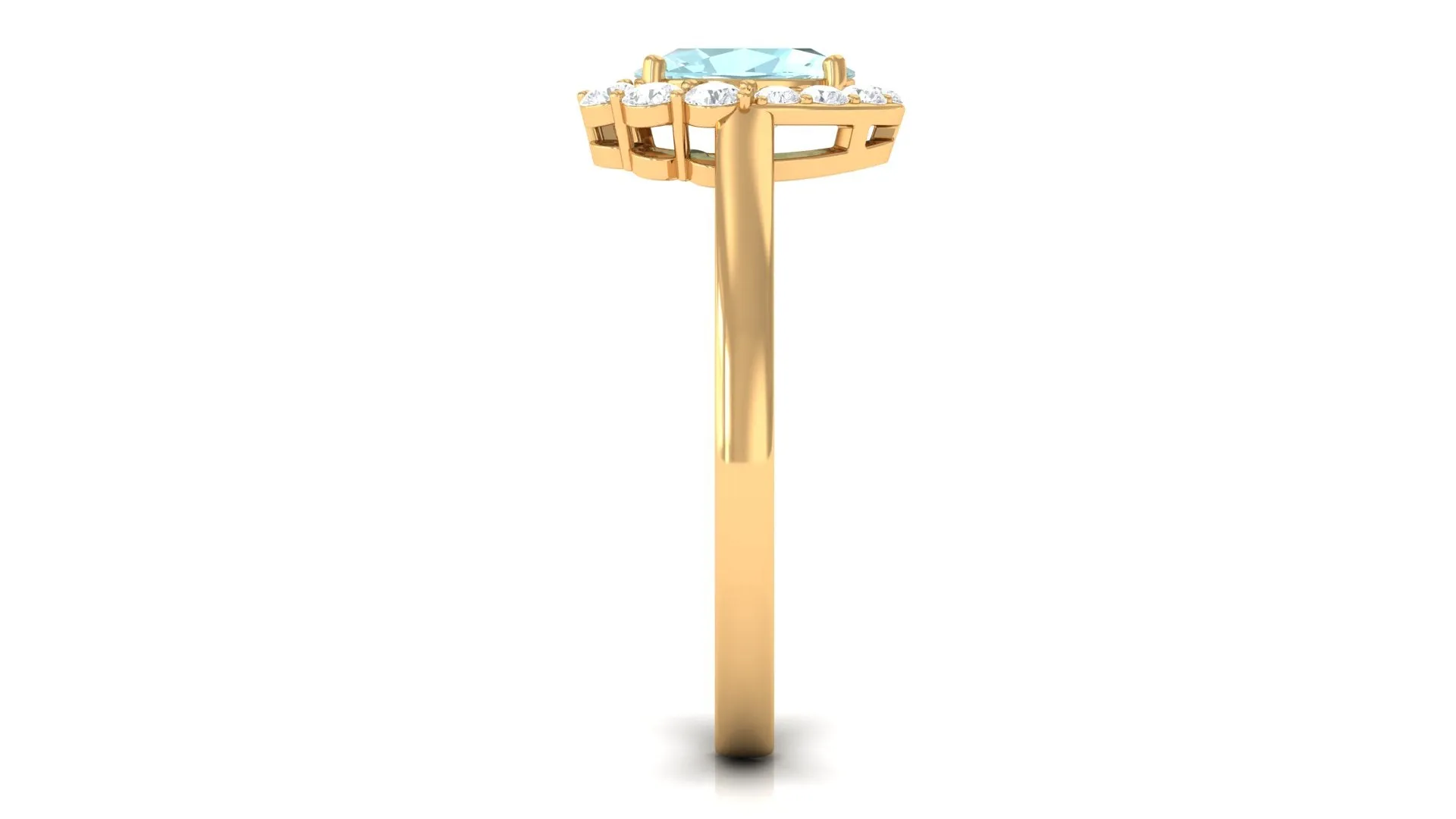 Classic Sky Blue Topaz Oval Cocktail Ring with Diamond Halo