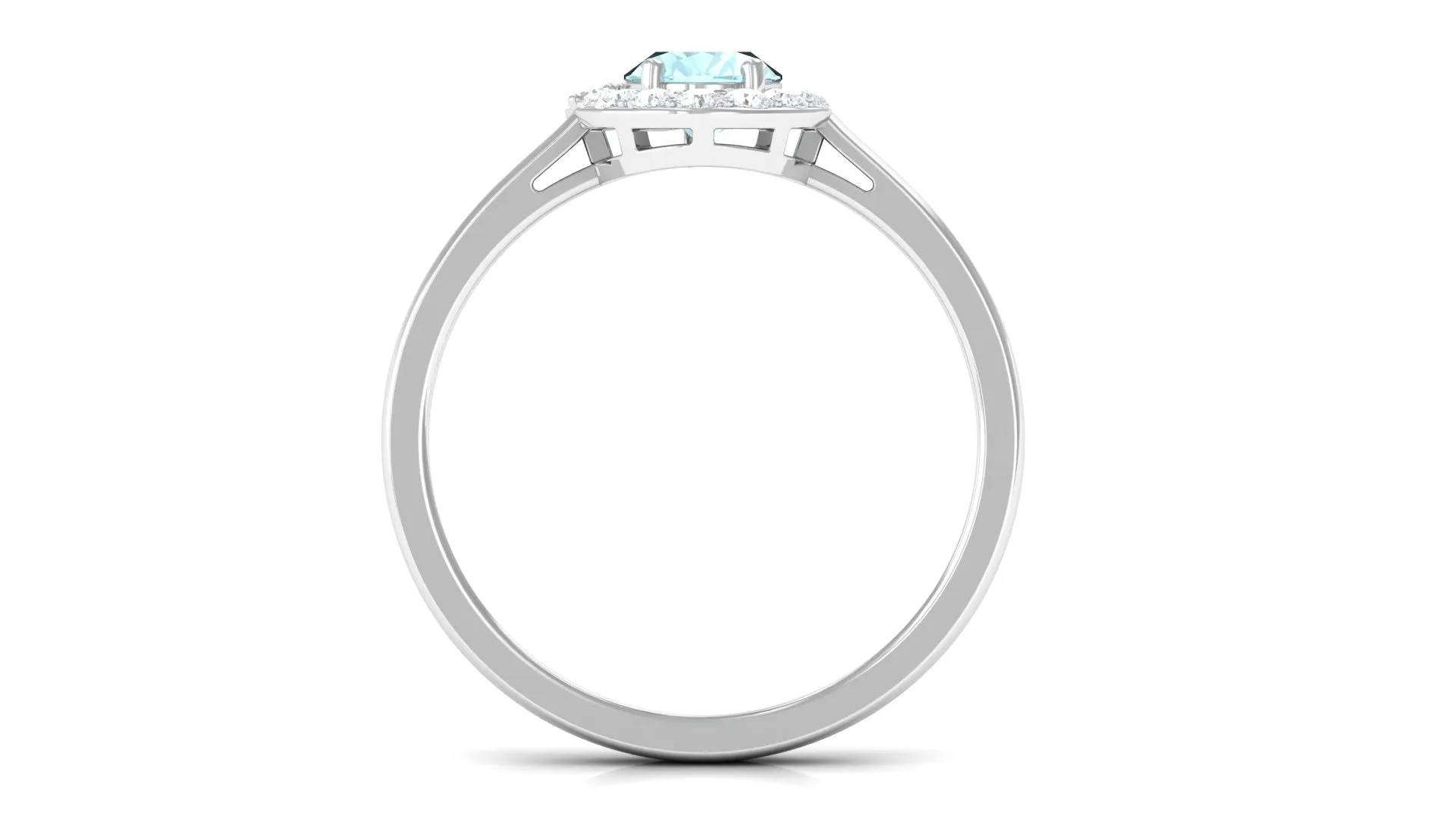 Classic Sky Blue Topaz Oval Cocktail Ring with Diamond Halo