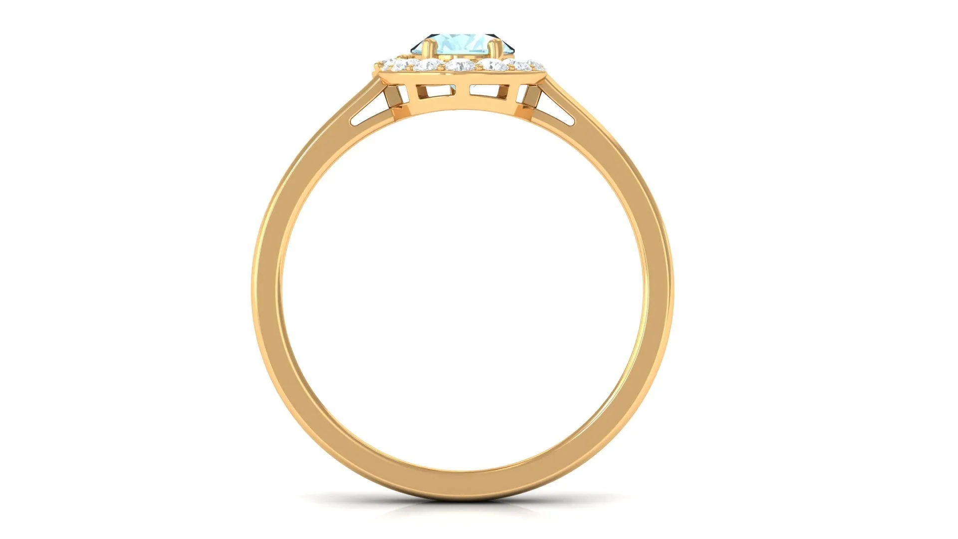 Classic Sky Blue Topaz Oval Cocktail Ring with Diamond Halo