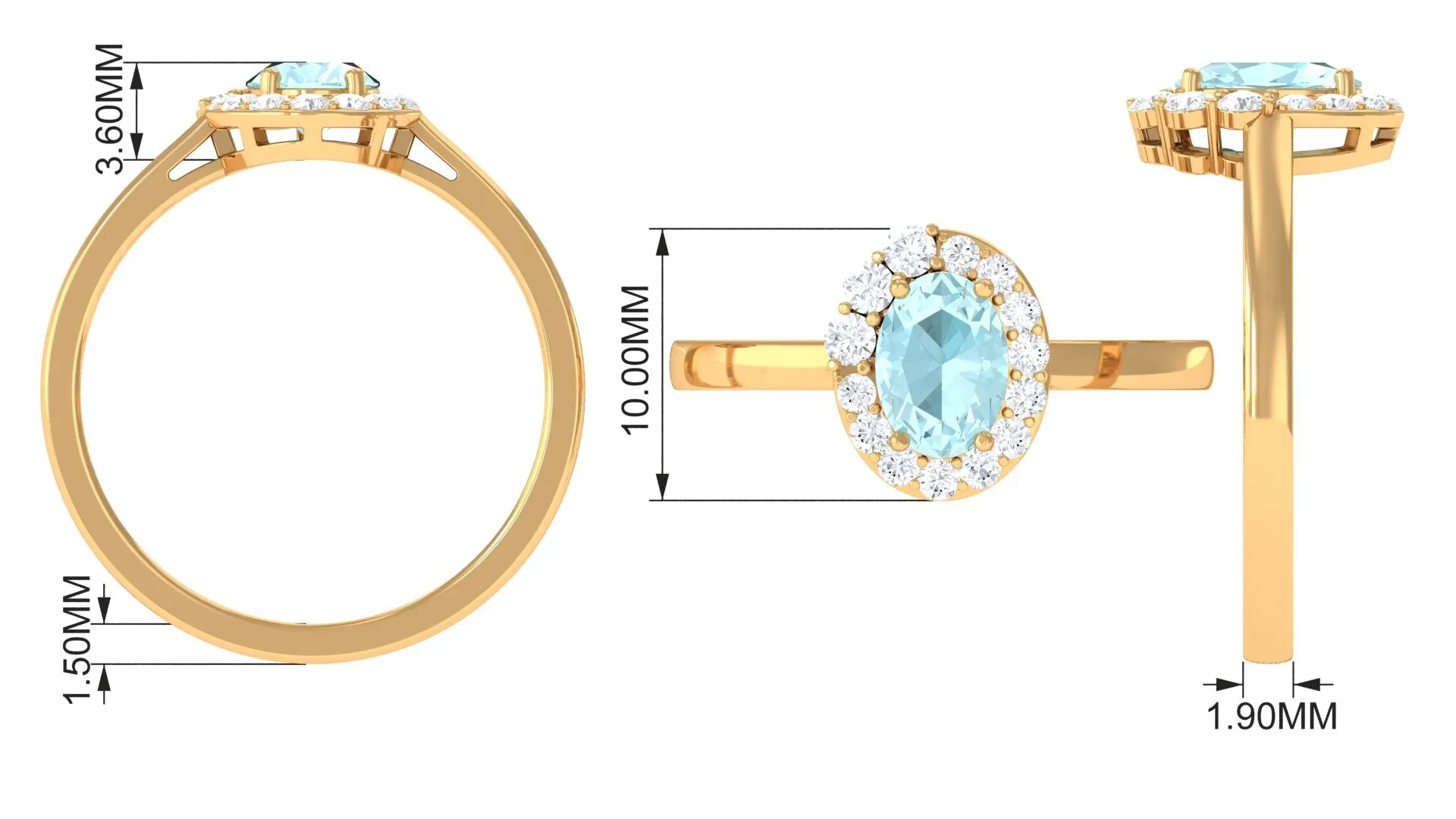 Classic Sky Blue Topaz Oval Cocktail Ring with Diamond Halo