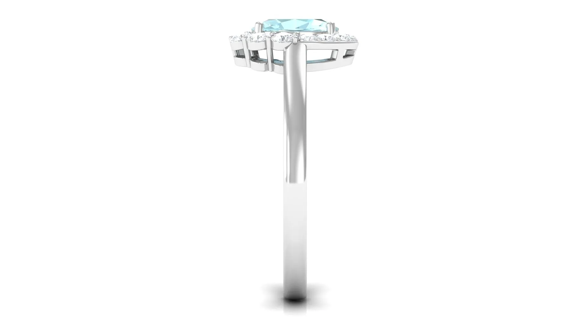 Classic Sky Blue Topaz Oval Cocktail Ring with Diamond Halo