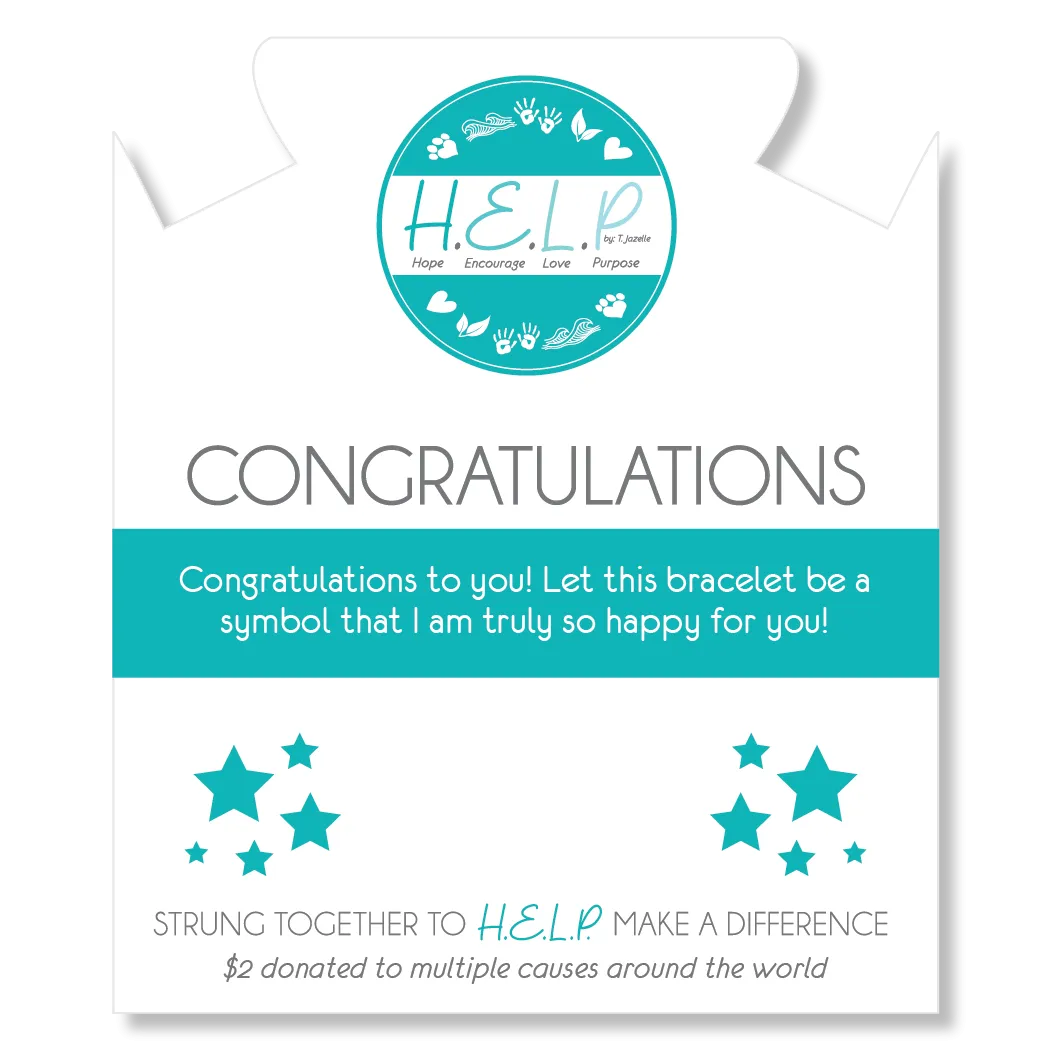 Congratulations Charm with Azure Blue Jade Charity Bracelet