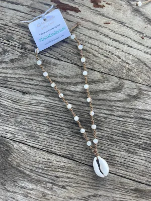 Cowrie & Rainbow Moonstone Necklace