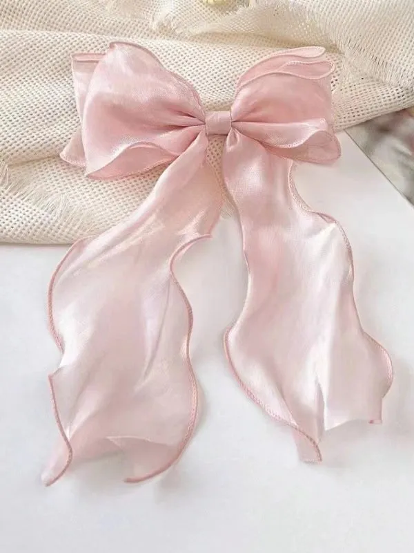 Cream Sweet Gauze Bow Hairpin Super Fairy Top Clip Back Head Hairpin Hair Accessories Spring Clip Yiwu Wholesale