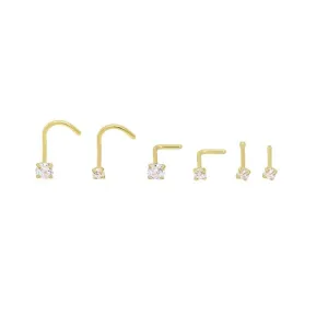 Cubic Zircon Nose Studs Pack