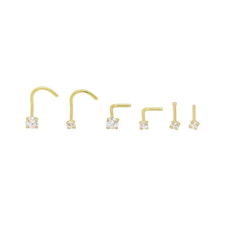 Cubic Zircon Nose Studs Pack