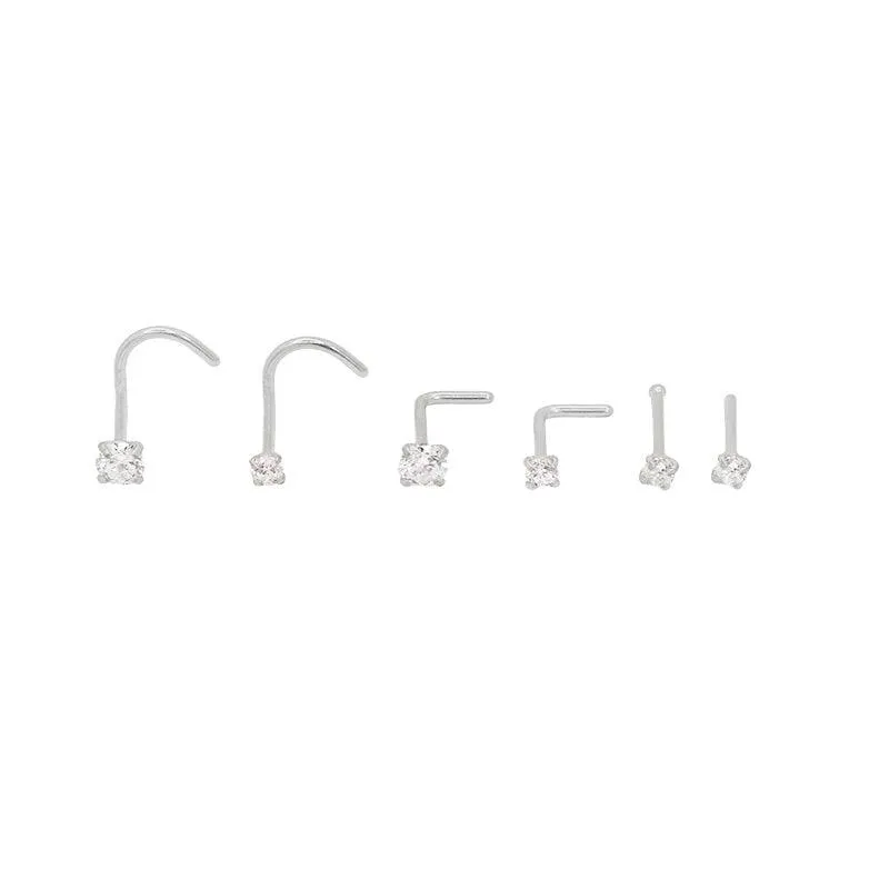 Cubic Zircon Nose Studs Pack