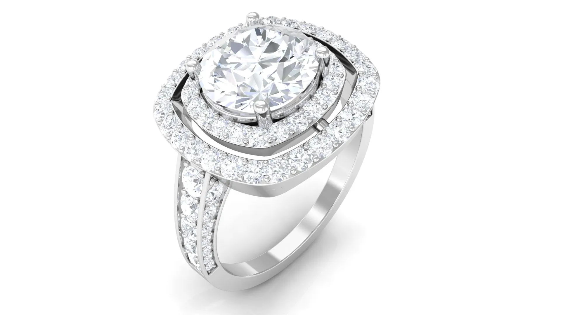 Cubic Zirconia Double Halo Engagement Ring