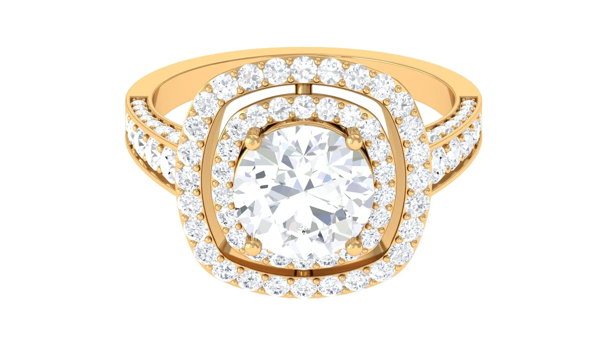 Cubic Zirconia Double Halo Engagement Ring