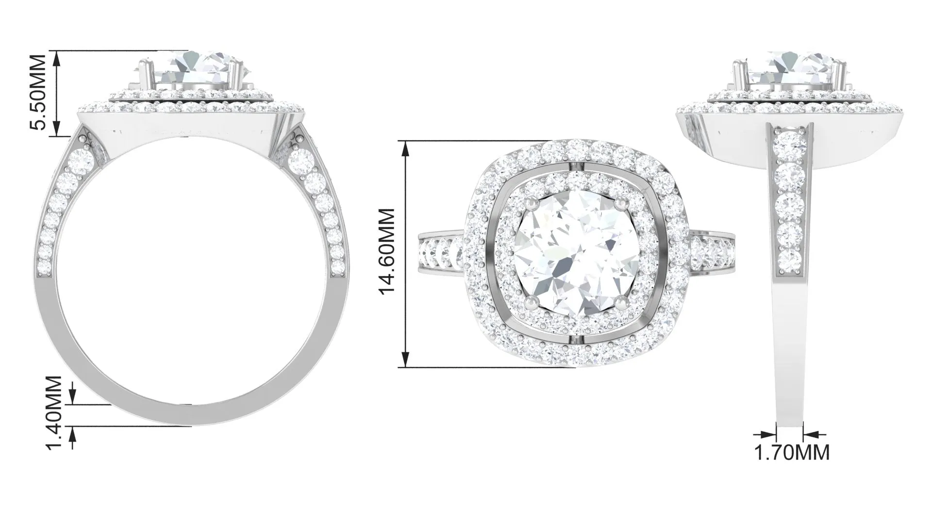 Cubic Zirconia Double Halo Engagement Ring