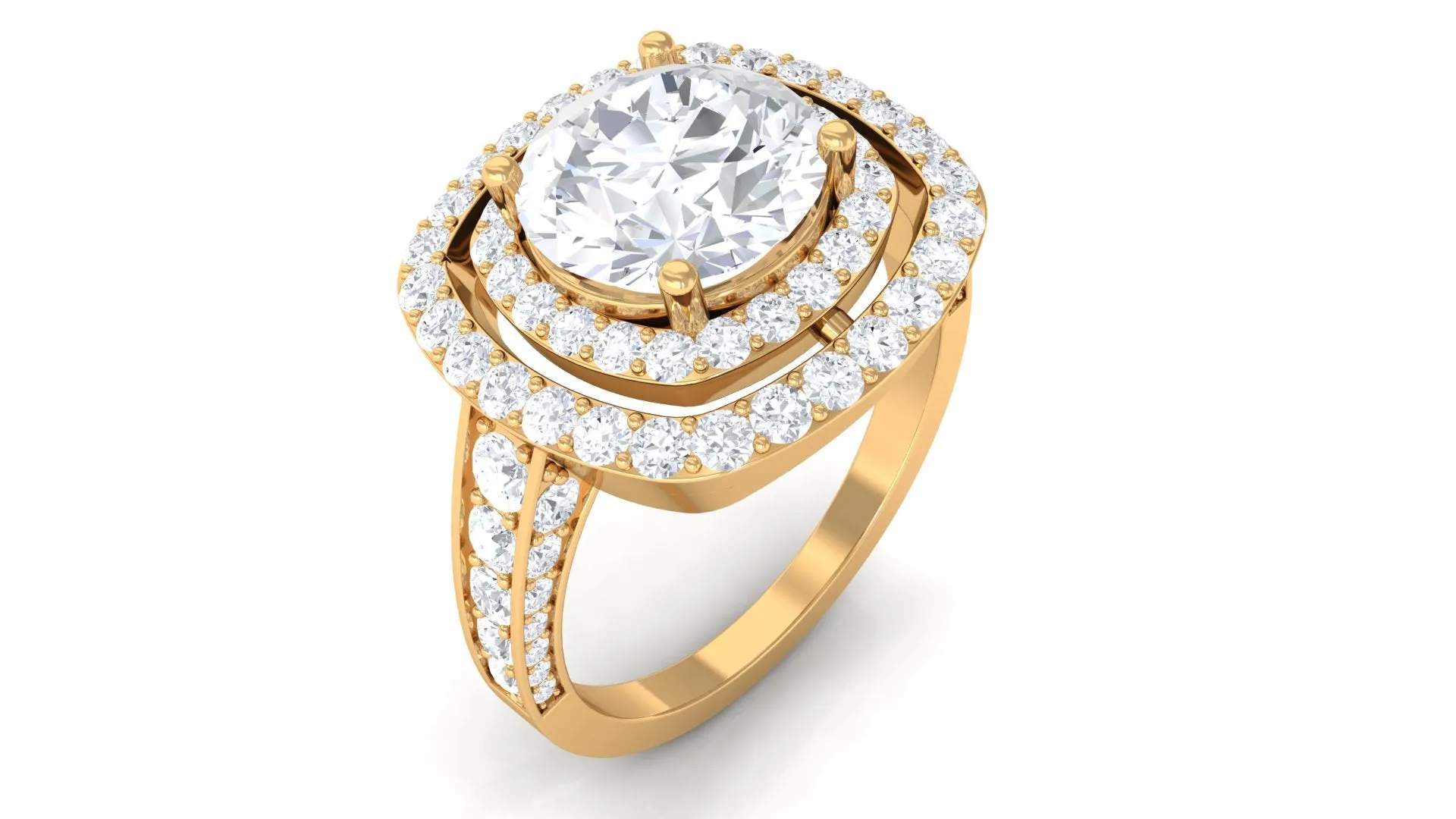 Cubic Zirconia Double Halo Engagement Ring