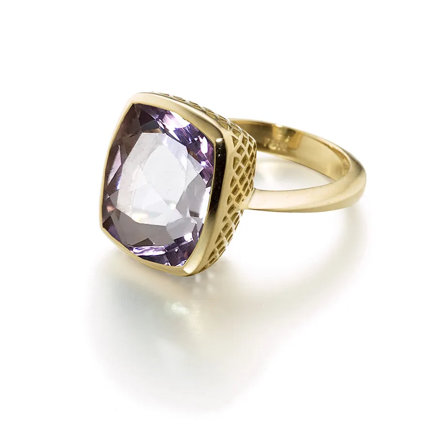 Cushion Cut Pink Amethyst Ring