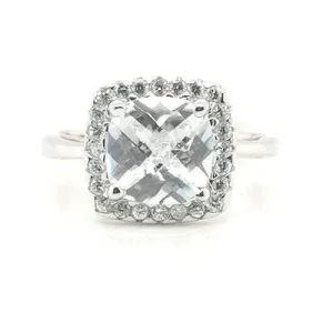 CZ square halo dress ring