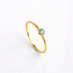 Dainty Stackable Blue Topaz Ring : December Birthstone
