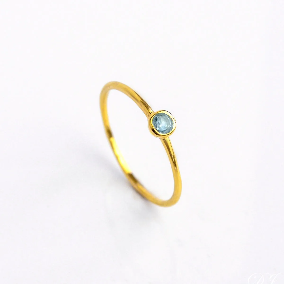 Dainty Stackable Blue Topaz Ring : December Birthstone