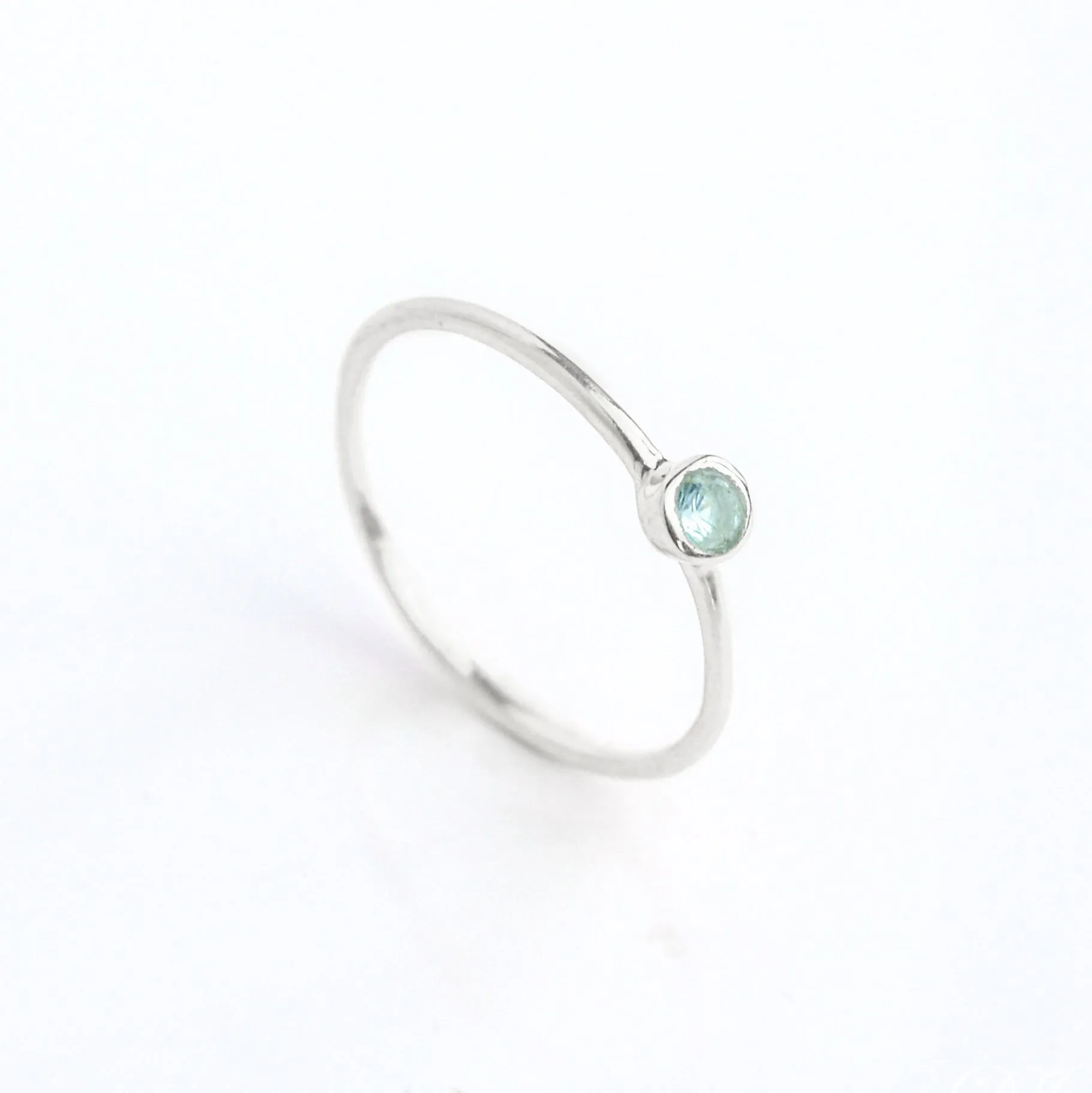 Dainty Stackable Blue Topaz Ring : December Birthstone