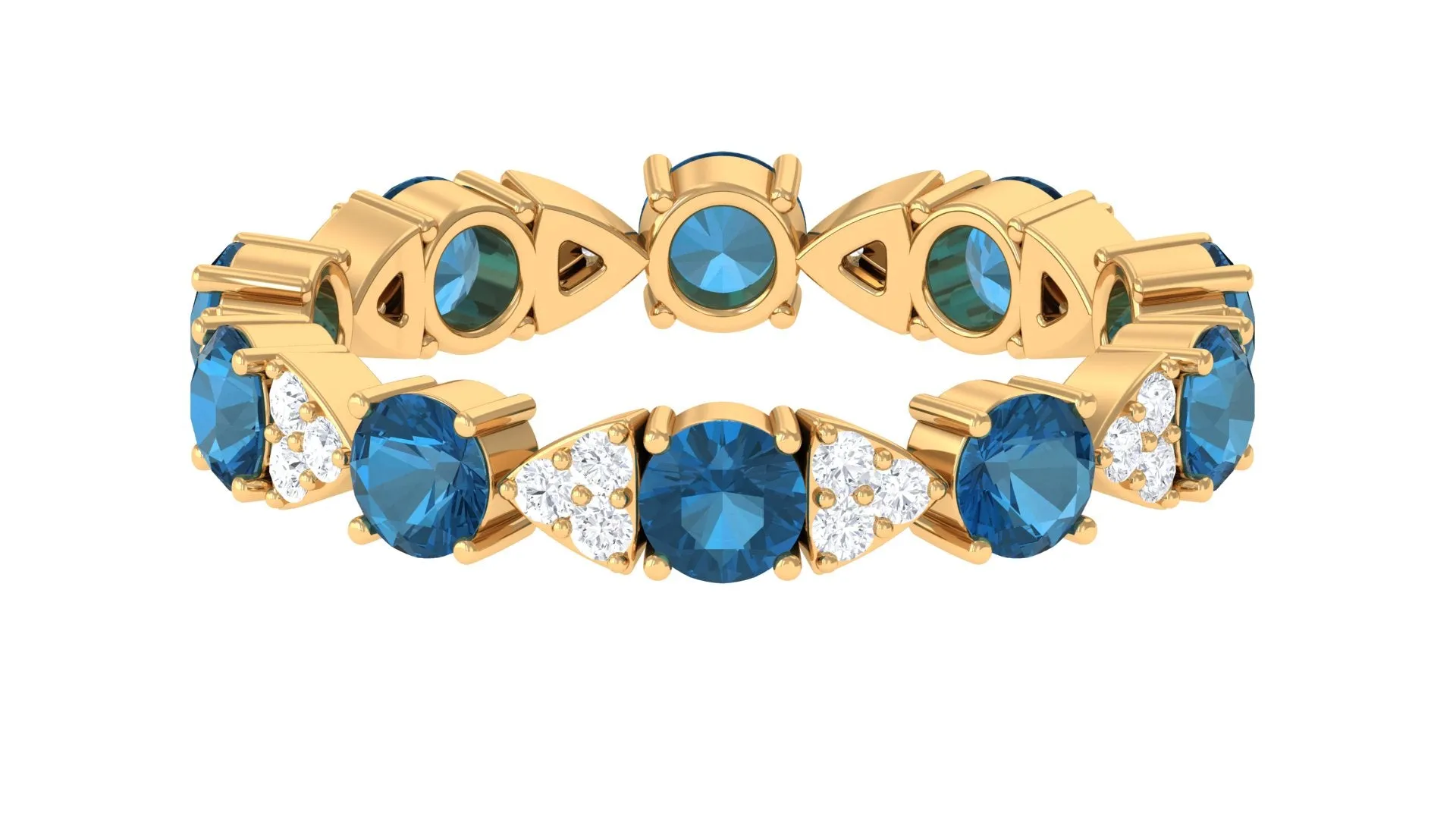 Designer London Blue Topaz and Diamond Eternity Ring