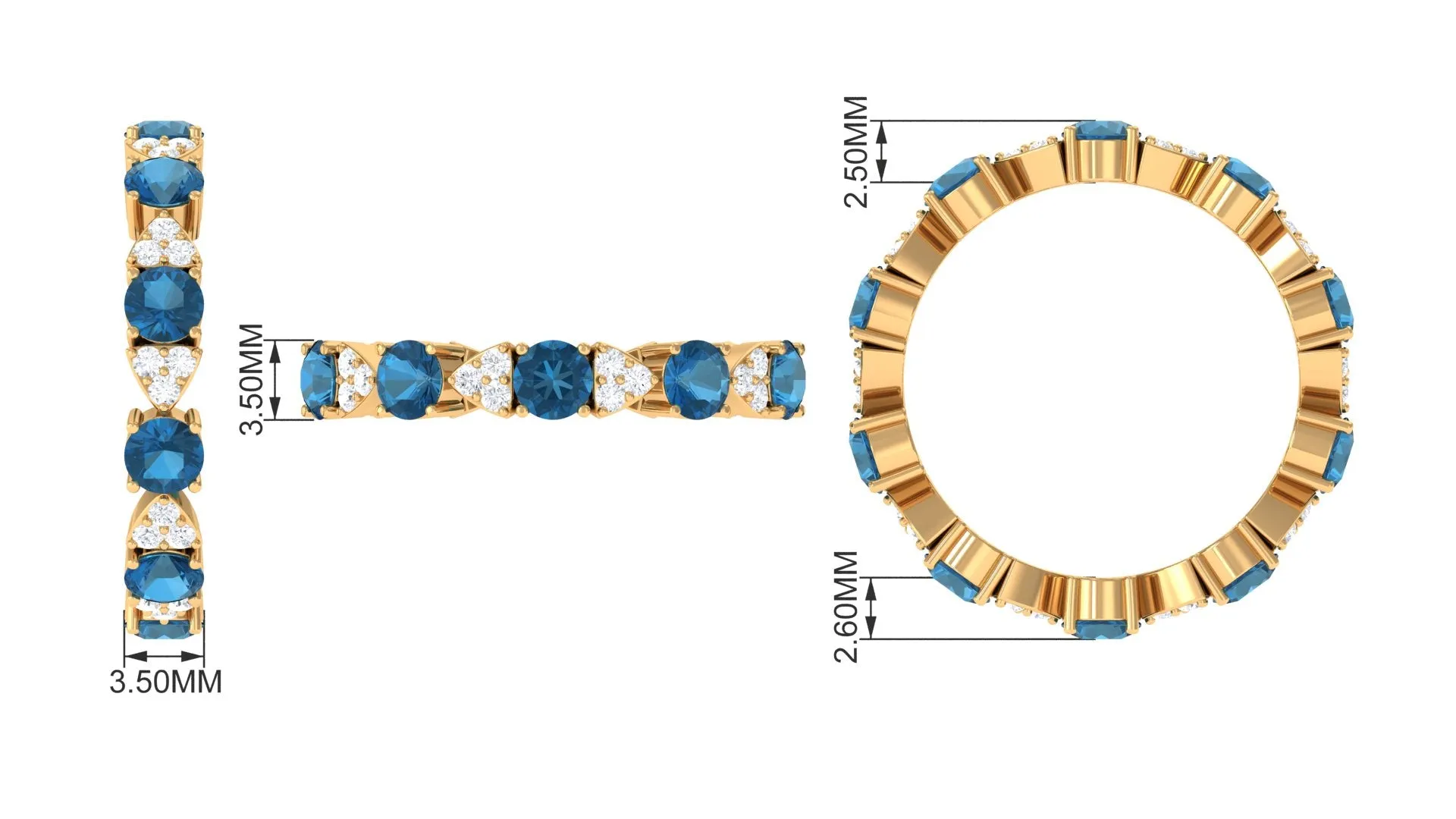 Designer London Blue Topaz and Diamond Eternity Ring