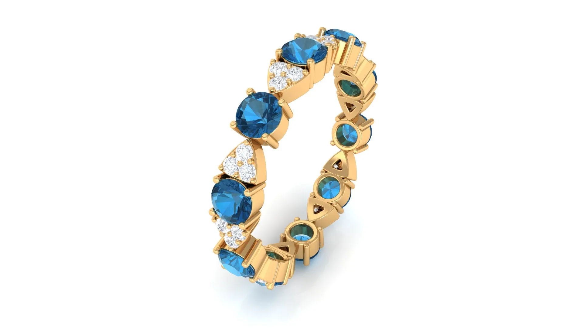 Designer London Blue Topaz and Diamond Eternity Ring