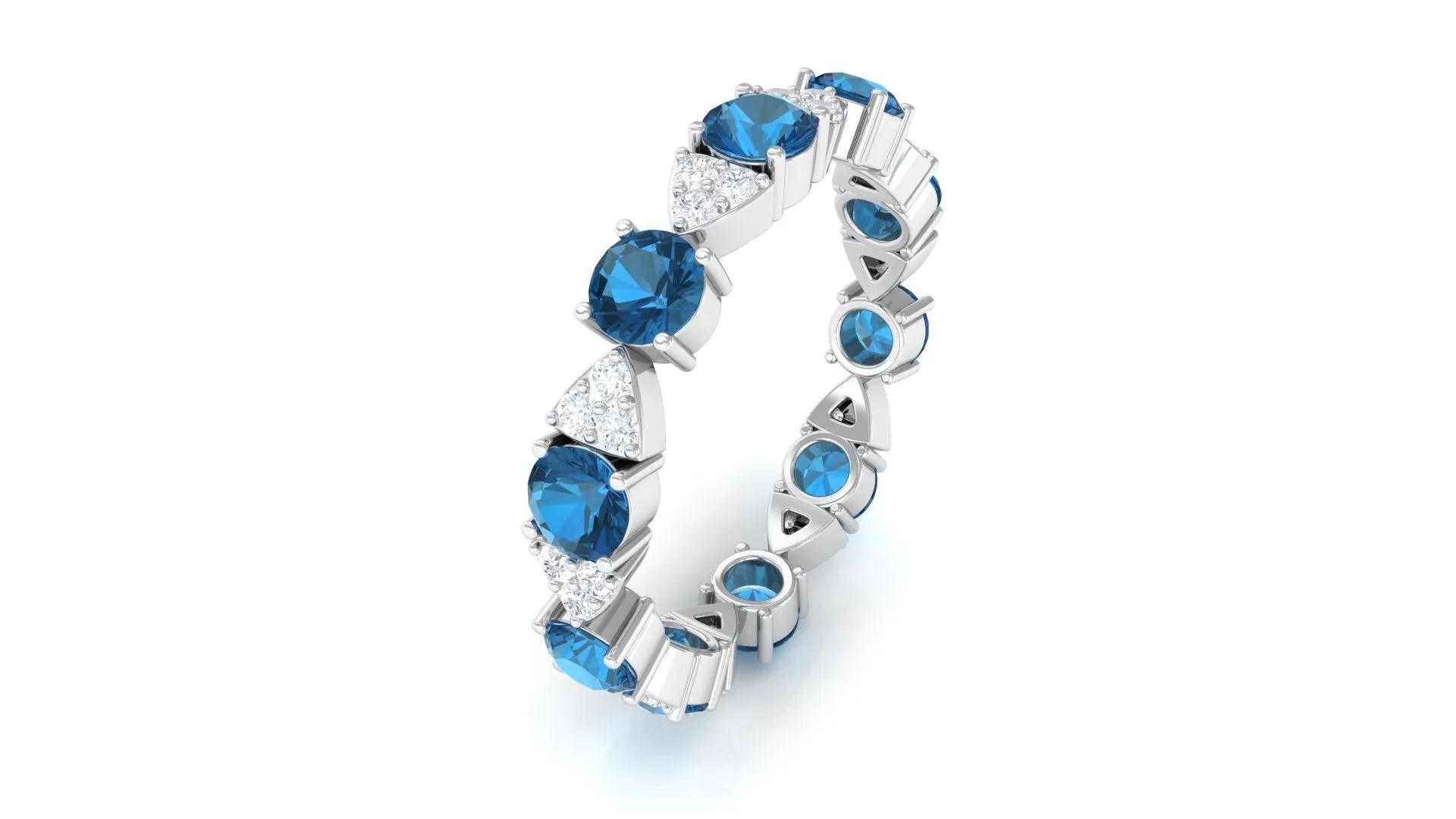 Designer London Blue Topaz and Diamond Eternity Ring