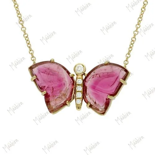 Diamond & Tourmaline Butterfly Necklace